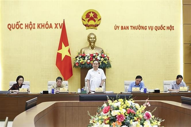 El presidente de la Asamblea Nacional (Parlamento) de Vietnam, Tran Thanh Man, habla en el evento. (Fuente: VNA)