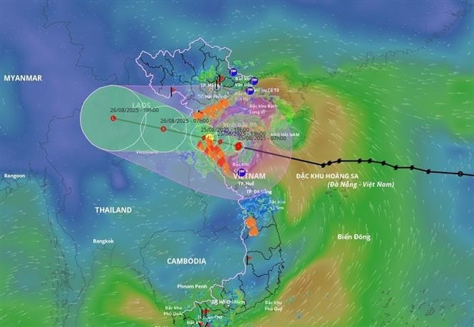 Trayectoria de la tormenta No. 5 a las 7:00 a.m. del 25 de agosto de 2025. (Fuente: VNA)