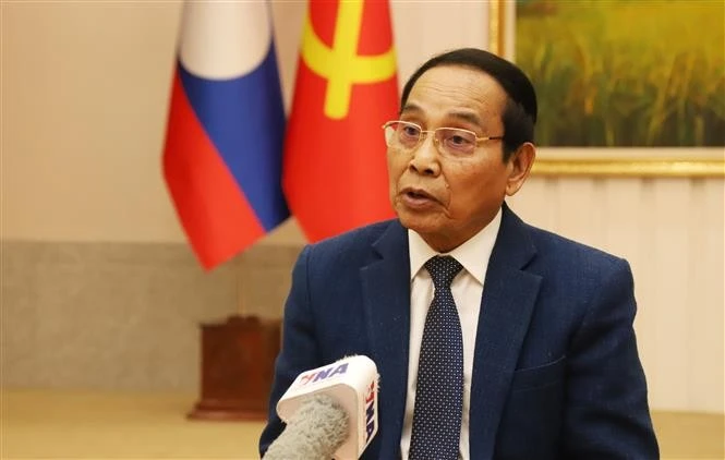 Bounthong Chitmany, miembro del Buró Político y permanente del Secretariado del Comité Central del Partido Popular Revolucionario de Laos (PPRL) y vicepresidente del país en la entrevista. (Fuente: VNA)