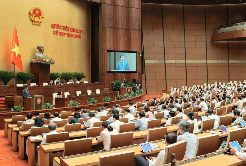 Una sesión de trabajo del noveno período de sesiones de la Asamblea Nacional de Vietnam de la XV Legislatura. (Fuente: VNA)
