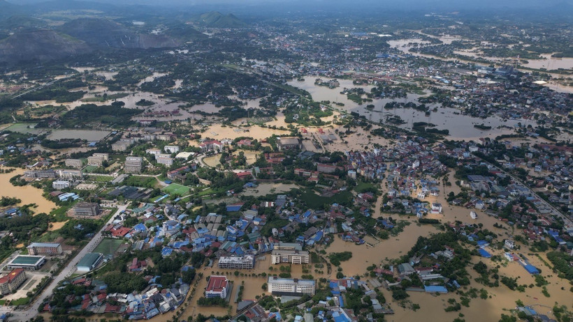 Zona inundada del barrio de Tan Thinh (provincia de Thai Nguyen). (Fuente: VNA)