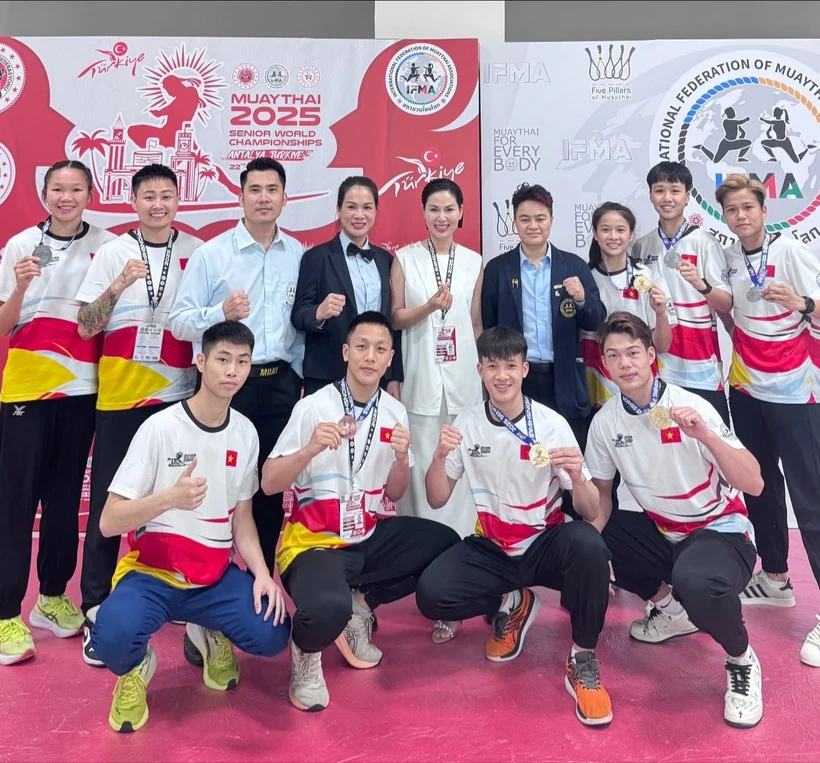 El equipo vietnamita de Muay obtuvo cuatro medallas de oro, seis de plata y cuatro de bronce en el evento. (Fuente: hanoimoi.vn)