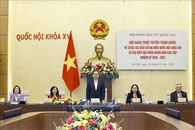 El presidente de la Asamblea Nacional (AN) de Vietnam y titular del Consejo Electoral Nacional, Tran Thanh Man, en el evento. (Fuente: VNA)