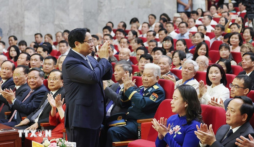 El primer ministro vietnamita, Pham Minh Chinh, en el evento. (Fuente: VNA)