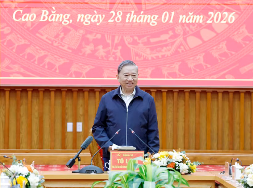 El secretario general del Partido Comunista de Vietnam, To Lam, en el evento. (Fuente: VNA)