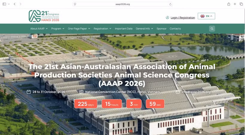 Sitio web oficial www.aaap2026.org de la XXI Conferencia sobre Ciencia Animal Asia-Australia (AAAP 21). (Foto: aaap2026.org.png)