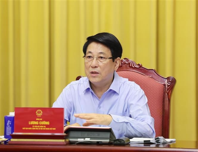 El presidente vietnamita, Luong Cuong, habla en el evento. (Fuente: VNA)