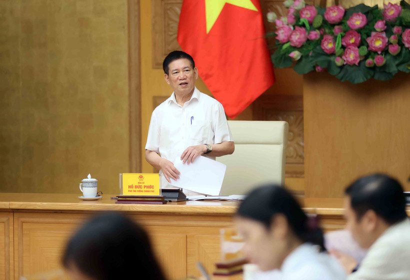 El viceprimer ministro vietnamita Ho Duc Phoc habla en el evento. (Fuente: VNA)