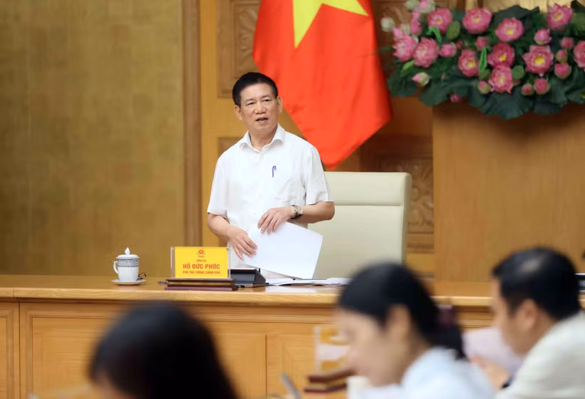 El viceprimer ministro vietnamita Ho Duc Phoc habla en el evento. (Fuente: VNA)