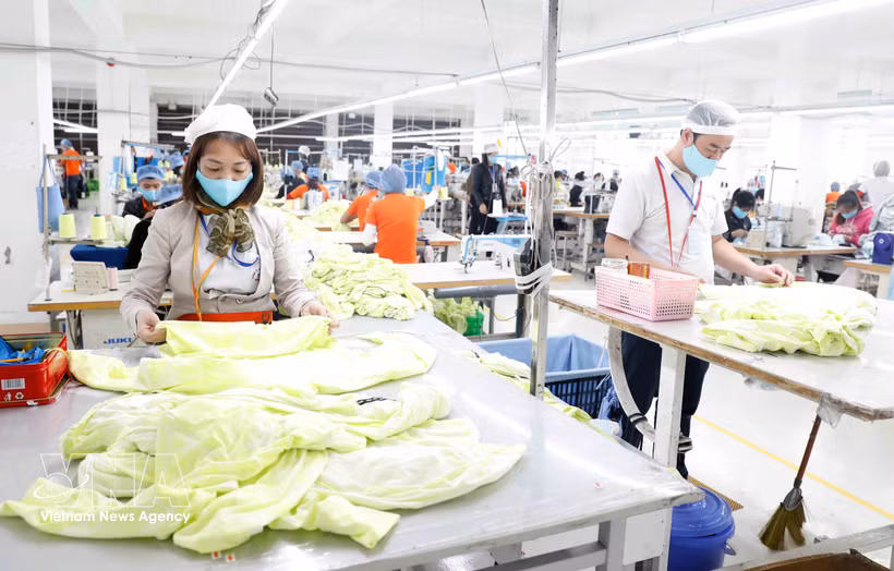 El ambiente laboral en la empresa textil Hung Viet en la provincia de Hung Yen. (Fuente: VNA)