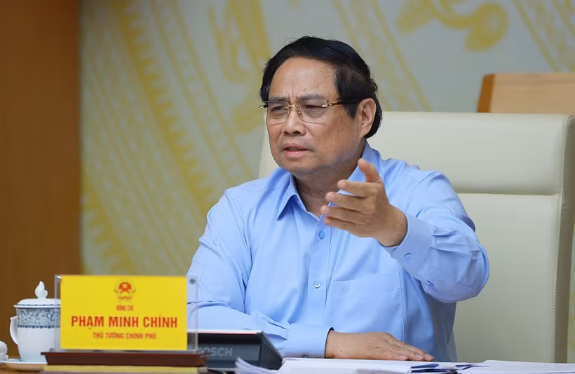 El primer ministro Pham Minh Chinh habla en el evento. (Fuente: VNA)