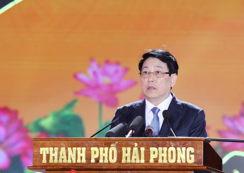 El presidente Luong Cuong habla en el evento. (Fuente: VNA)