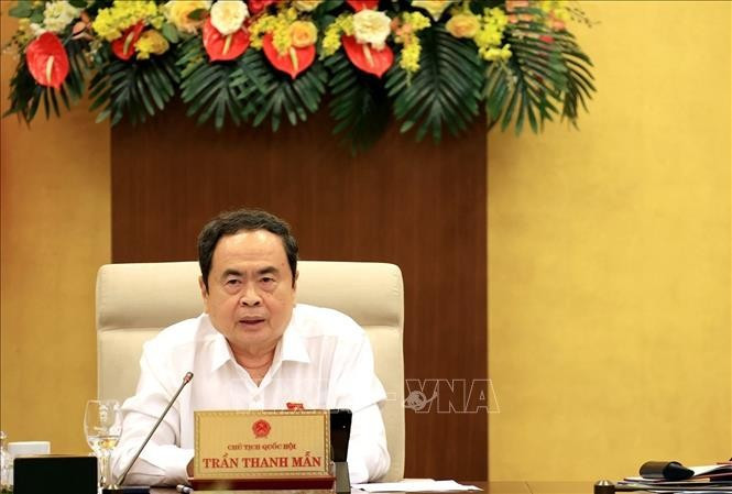El presidente de la Asamblea Nacional, Tran Thanh Man, habla en el evento. (Fuente: VNA)
