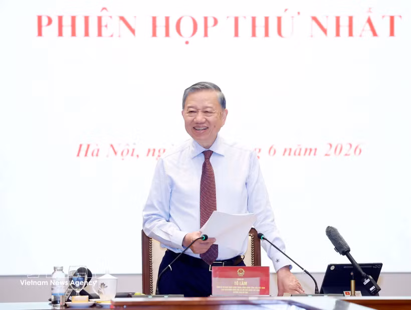 El secretario general del Partido Comunista de Vietnam y presidente del país, To Lam, habla en el evento. (Fuente: VNA)