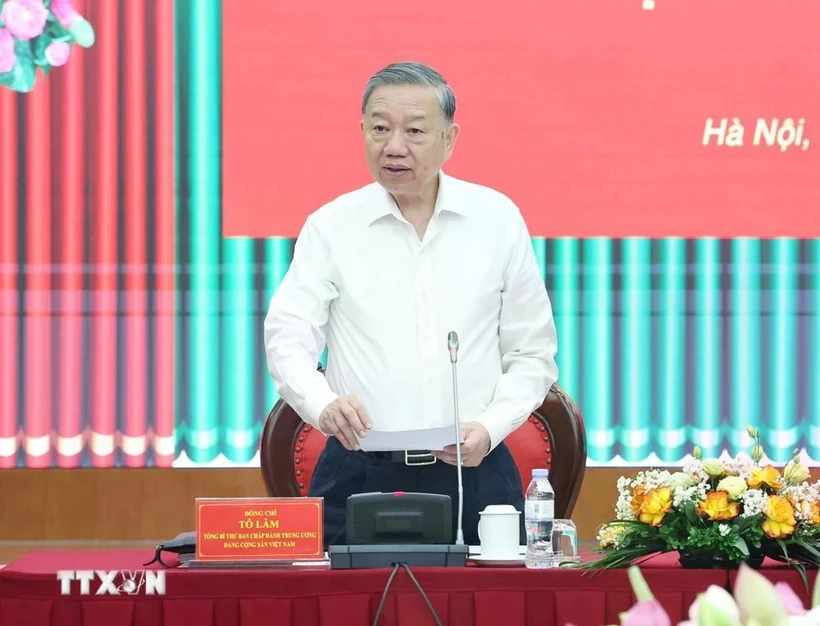 El secretario general del Partido Comunista de Vietnam, To Lam, en el evento. (Fuente: VNA)
