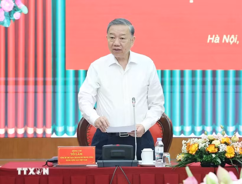 El secretario general del Partido Comunista de Vietnam, To Lam, en el evento. (Fuente: VNA)