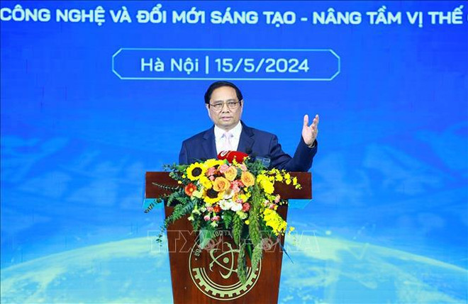 El primer ministro de Vietnam, Pham Minh Chinh, en la cita. (Fuente: VNA) thu-tuong-150524.jpg