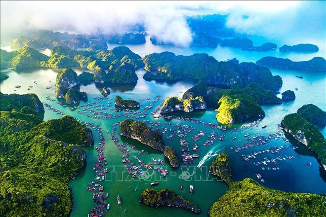 Cat Ba desde arriba. (Fuente: VNA) vinh-ha-long-quan-dao-cat-ba-29121.jpg