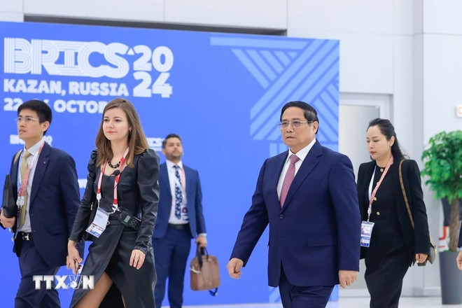 El primer ministro de Vietnam, Pham Minh Chinh, asiste a la sesión plenaria de la Cumbre BRICS+ (Fuente: VNA) minh chinh.jpg