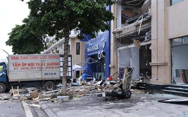 En el lugar de la explosión en la provincia de Vinh Phuc. (Foto: VNA) blast-2907.jpg.webp