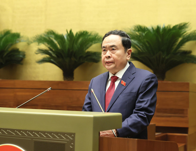 El presidente de la Asamblea Nacional de Vietnam, Tran Thanh Man. (Fuente:VNA) vna_potal_quoc_hoi_hop_phien_chat_van_va_tra_loi_chat_van_thuoc_linh_vuc_tai_nguyen_va_moi_truong_7411070 (1).jpg