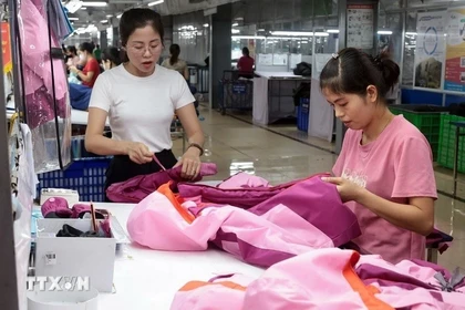 Prendas de vestir para exportación al mercado europeo de la empresa TNG, provincia de Thai Nguyen (Foto: VNA)