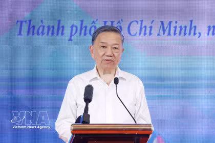 El secretario general del Partido Comunista de Vietnam y presidente de la República, To Lam, interviene en la cita. (Foto: VNA)