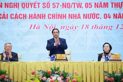 El primer ministro de Vietnam, Pham Minh Chinh, interviene en la cita (Foto: VNA)