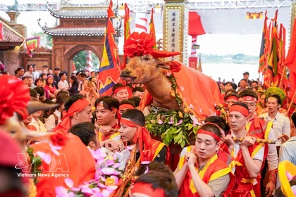 Una procesión en el Festival Tradicional de Bat Trang (Foto: VNA)