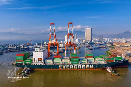 El puerto de Quy Nhon es la principal puerta de entrada para la importación y exportación de productos de la Altiplanicie Occidental, y el punto de partida del sistema logístico de la provincia de Gia Lai. (Foto: VNA)