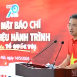 El secretario del Comité Central de la Unión de la Juventud Comunista Ho Chi Minh y presidente de la FJV, Nguyen Tuong Lam, interviene en la reunión. (Fuente: VNA)