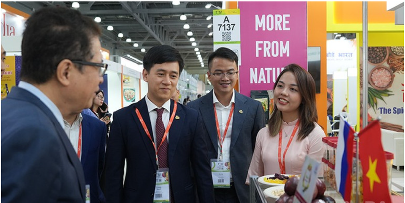 El embajador de Vietnam en Rusia, Dang Minh Khoi, en el pabellón vietnamita. (Fuente: VNA)