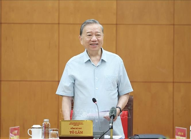 El secretario general del Partido Comunista de Vietnam, To Lam, habla en el evento (Foto: VNA)