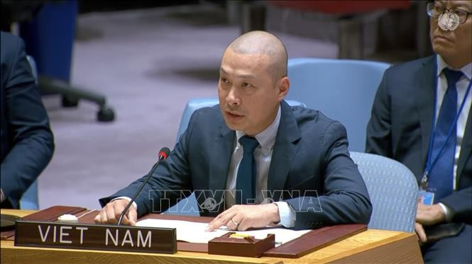 El ministro consejero Nguyen Hoang Nguyen, encargado de Negocios de la Delegación de Vietnam ante las Naciones Unidas (Foto: VNA)