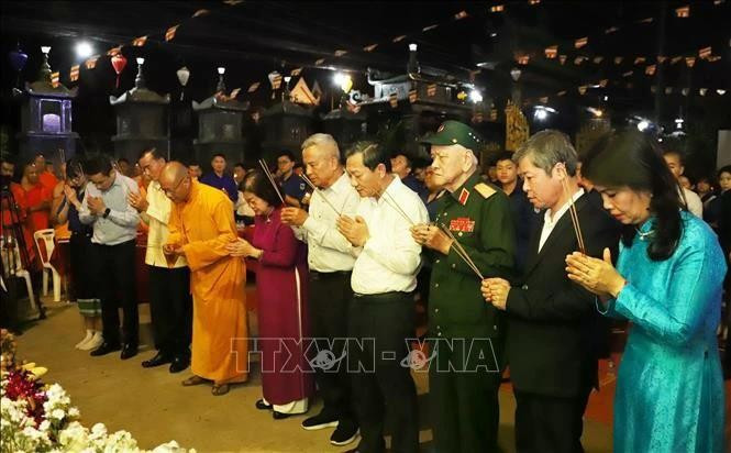 En el gran réquiem en la pagoda Phat Tich en Vientiane el 6 de marzo (Foto: VNA)