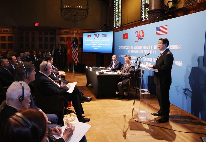 El presidente vietnamita, Luong Cuong, habla en el evento (Foto: VNA)