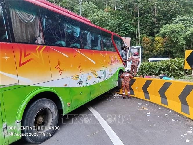 Se cree que el autobús perdió el control y chocó con otros dos coches, haciendo que los tres vehículos se desviaran de su carril. (Foto: VNA)