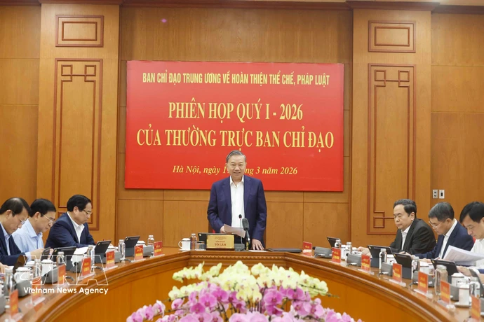 El secretario general del Partido Comunista de Vietnam, To Lam, habla en la cita (Fuente: VNA)