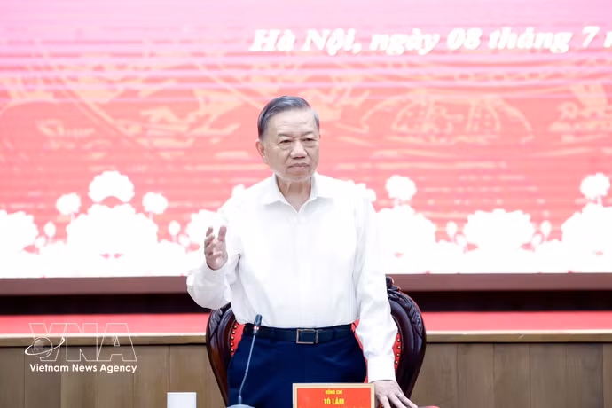El secretario general del Partido Comunista de Vietnam y presidente del Estado, To Lam, habla en la cita (Fuente: VNA)