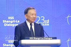 El secretario general del Comité Central del Partido Comunista de Vietnam y presidente del Estado, To Lam, interviene en el XXIII Diálogo de Shangri-La. (Fuente: VNA)