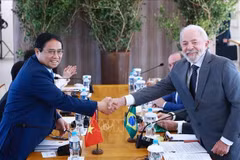 El primer ministro vietnamita Pham Minh Chinh (izquida) se réune con el presidente brasileño Luiz Inacio Lula da Silva. (Foto: VNA)
