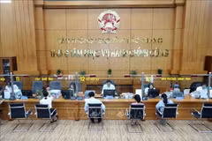 Recibir y procesar documentos en el Centro de Servicios de la Administración Pública de Bac Giang. (Foto: VNA)