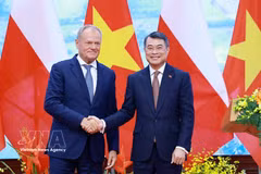 El primer ministro vietnamita, Le Minh Hung, (izquierda) y su homólogo polaco, Donald Tusk. (Fuente: VNA)