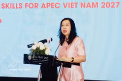 La viceministra de Relaciones Exteriores, Le Thi Thu Hang, interviene en el taller. (Fuente: VNA)