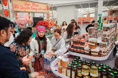 La gente hace compras en la Feria de Primavera. (Foto: VNA)