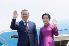 El secretario general del Comité Central del Partido Comunista de Vietnam y presidente del país, To Lam y su esposa Ngo Phuong Ly, parten de Hanoi para una visita oficial de tres días a Tailandia. (Foto: