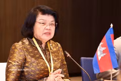 La presidenta de la Asamblea Nacional de Camboya, Samdech Khuon Sudary. (Fuente: VNA)