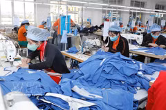 Confección de prendas para exportación al mercado japonés en la empresa textil Hung Viet (Hung Yen). (Foto: VNA)