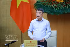 El primer ministro vietnamita, Le Minh Hung, interviene en la reunión. (Fuente: VNA)