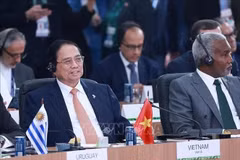 El primer ministro Pham Minh Chinh en una sesión de alto nivel sobre medio ambiente, la COP30 y la salud mundial como parte de la Cumbre ampliada del BRICS 2025 en Río de Janeiro (Foto: VNA)